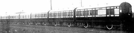 Rake of newly built 'Balerno' coaches posed at R.Y. Pickering, Wishaw